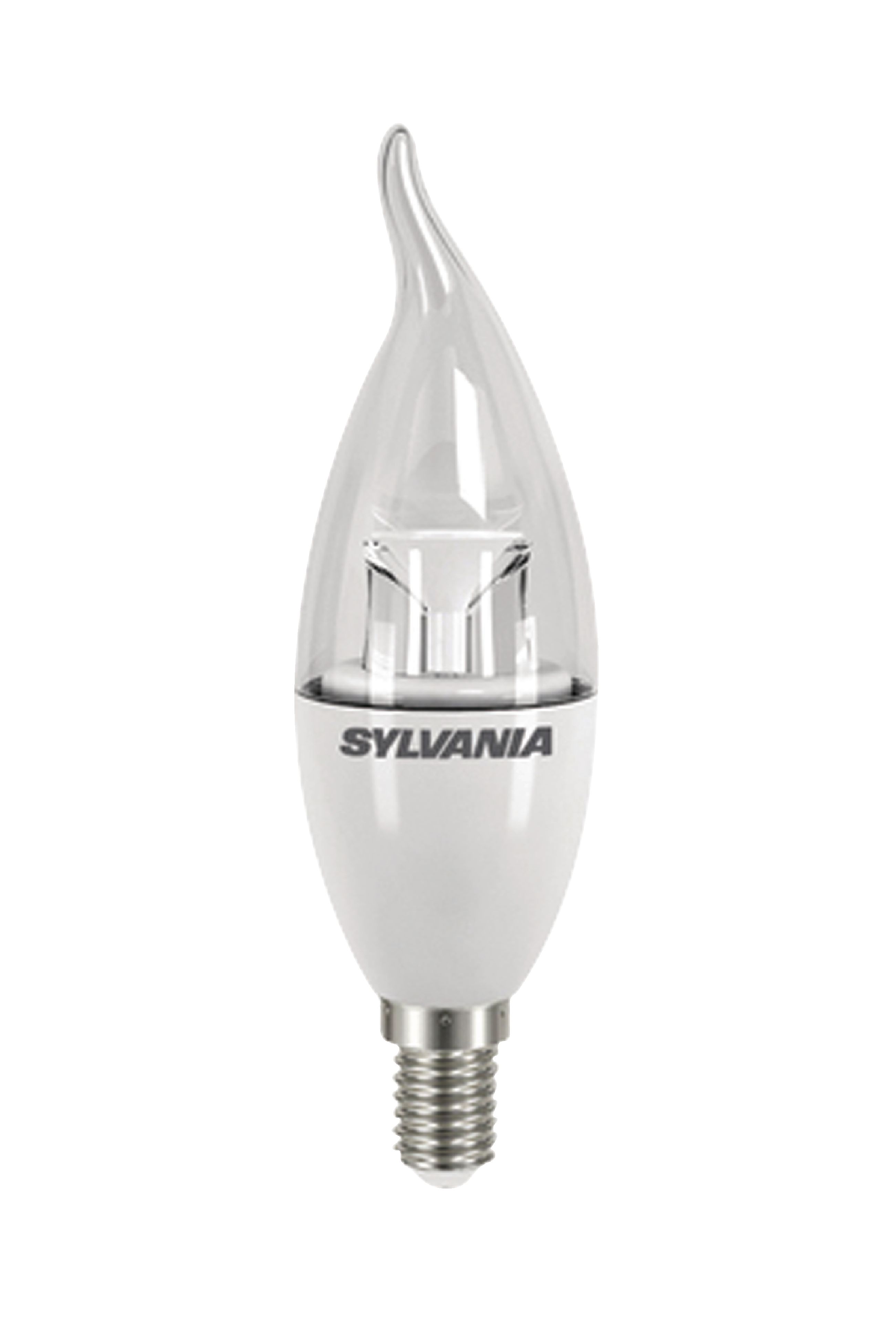 NEW Genuine Sylvania LED Lamp E14 Candle Bent Flame Tip 6.5W 470 lm 2700 K Clear - Photo 1/1