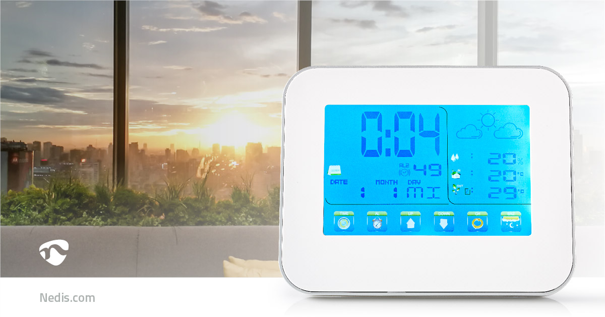 Nedis Weather Station Wireless sensor Alarm clock Weather Forecast 