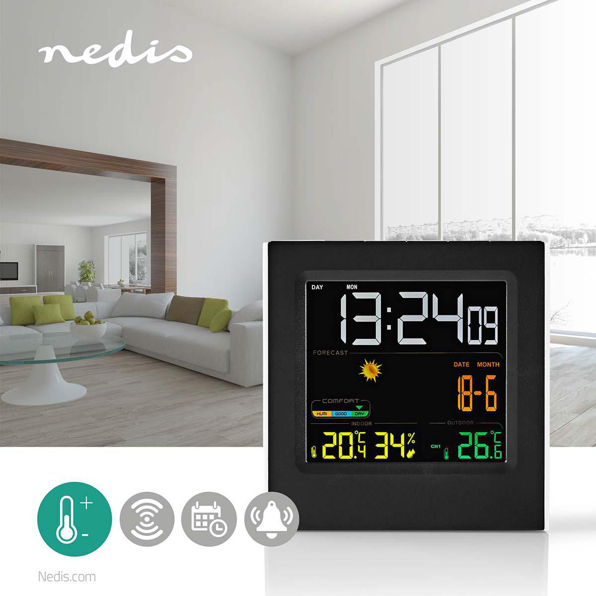 Wireless Weather Station Forecast Color Alarm Clock Temperature w/Outdoor Sensor 