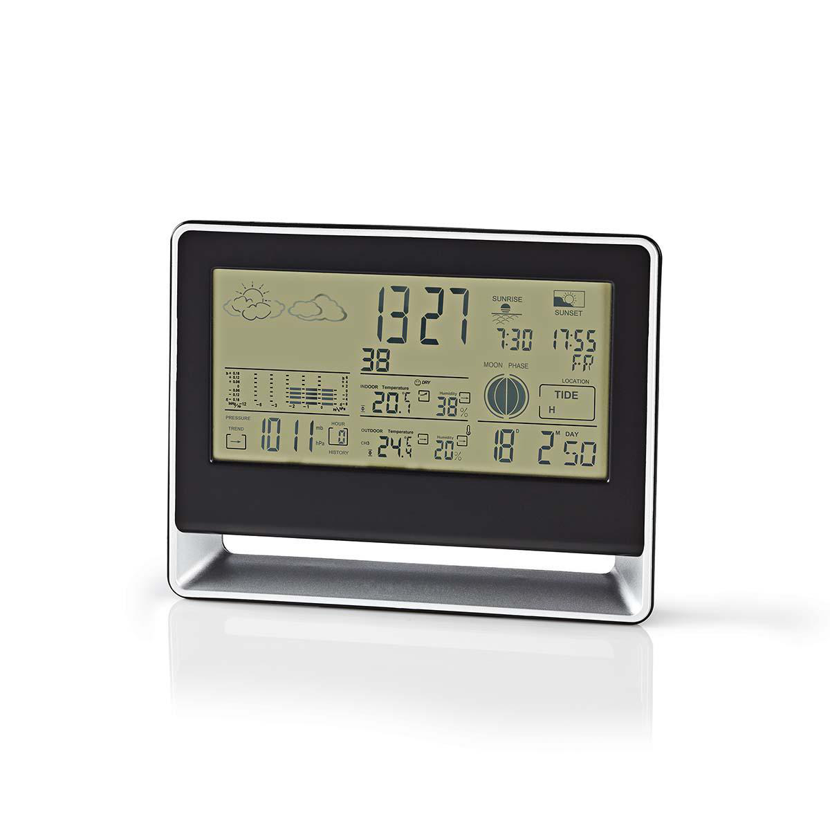 Digital Weather forecast station with Sunrise and Sunset times and moon phase