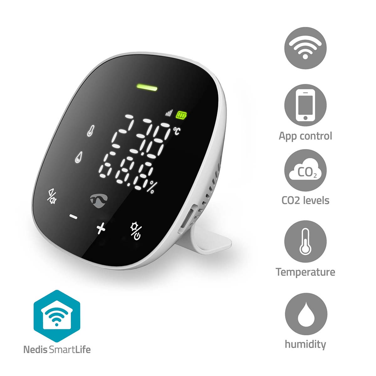 SmartLife Air Quality Monitor | Wi-Fi | Including display | Carbon ...