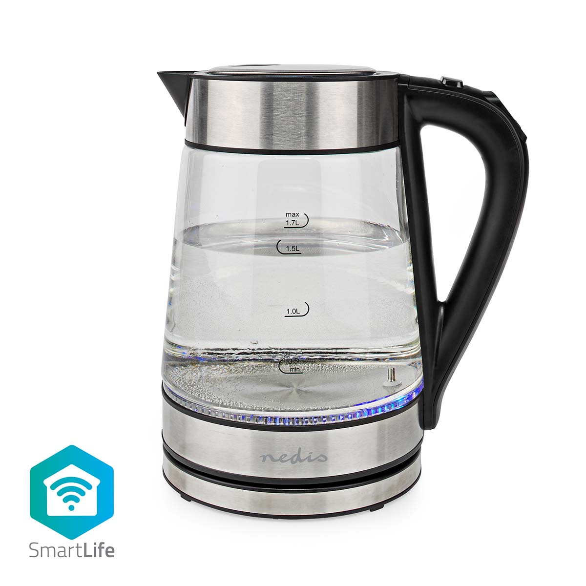 SmartLife Electric Kettle, Wi-Fi, 1.7 l, Glass, 40,60,70,80,90,100 °C, Temperature indicator, Rotatable 360 degrees, Concealed heating element, Strix® controller, Boil-dry protection