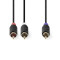 Subwoofer kabel | RCA Hanstik | 2x RCA Hanstik | Guldplateret | 3.00 m | Runde | 4.0 mm | Antracit | Box