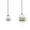 Lightning Kaapeli | USB 2.0 | Apple Lightning 8-Pin | USB-A Uros | 480 Mbps | Kullattu | 3.00 m | Pyöreä | PVC | Harmaa / Valkoinen | Laatikko