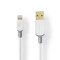 Lightning Kabel | USB 2.0 | Apple Lightning 8-Pins | USB-A Male | 480 Mbps | Verguld | 3.00 m | Rond | PVC | Grijs / Wit | Doos