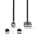 Cable USB | USB 2.0 | USB-A macho | USB Micro-B Macho / USB-C™ Macho | No Data Transfer | Niquelado | 2.00 m | Redondo | Nylon | Negro | Caja