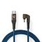 USB-kabel | USB 2.0 | USB-C™ Hann | USB-C™ Hann | 480 Mbps | Gull belagt | 2.00 m | Rund | Flettet / Nylon | Blå / Sort | Deksel Vindusboks