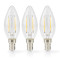 LED Filament Bulb E14 | Candle | 2 W | 250 lm | 2700 K | Warm White | 3 pcs | Clear