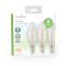 LED Filament Bulb E14 | Candle | 2 W | 250 lm | 2700 K | Warm White | 3 pcs | Clear