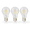 LED Filament Bulb E27 | A60 | 4 W | 470 lm | 2700 K | Warm White | 3 pcs