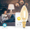 SmartLife LED glødepære | Wi-Fi | E14 | 470 lm | 4.9 W | Varm Hvid | 1800 - 3000 K | Glas | Android™ / IOS | Stearinlys